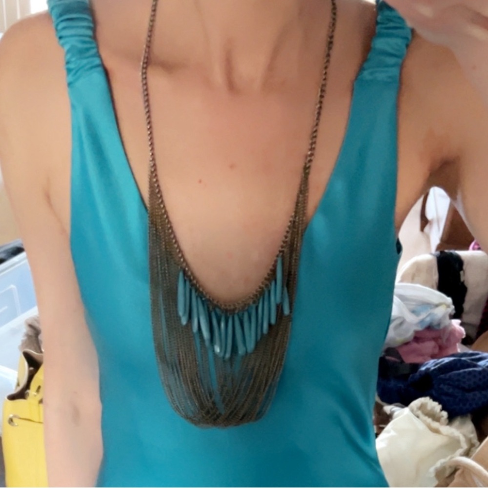 Vintage Zara Turquoise / Gold Necklace